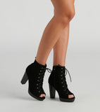 Take A Peek Nubuck Lace-Up Booties