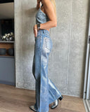 Brush Silver Metal Baggy Jeans