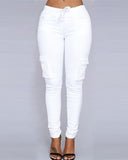 Pantalones casuales con cordones y múltiples bolsillos para mujer 