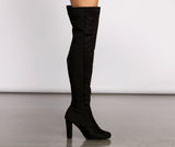 50 and 50 Thigh High Faux Suede and Knit Boots
