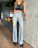 Brush Silver Metal Baggy Jeans