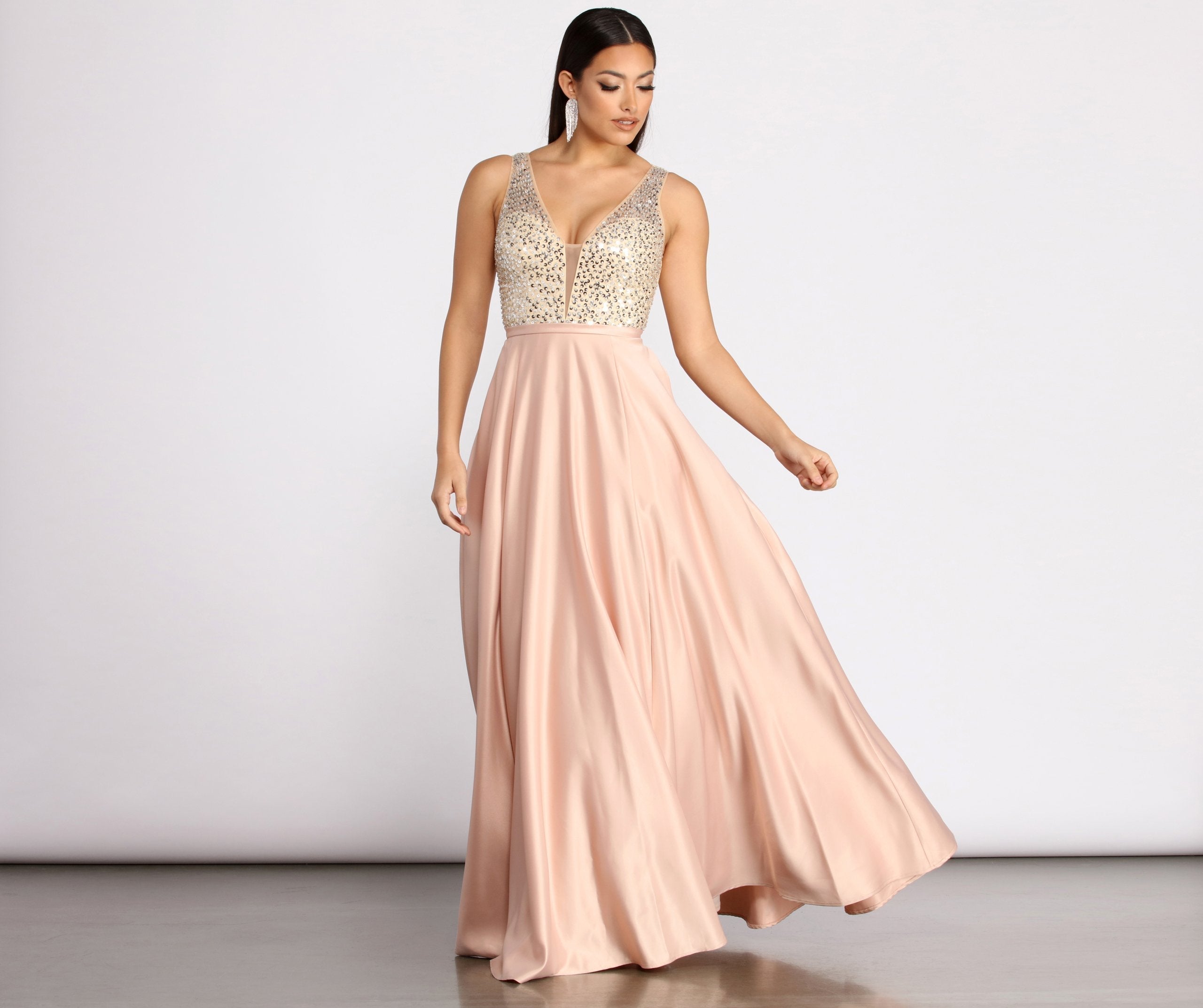 Adina Sequin and Satin Ball Gown
