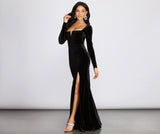 Aleah High Slit Velvet Dress