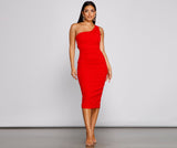 Alessandra Formal One Shoulder Midi Dress