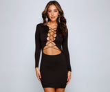 All That Lace Up Mini Dress