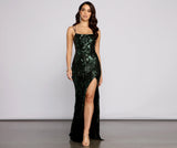 Arabella Formal Sequin Scroll Print Dress