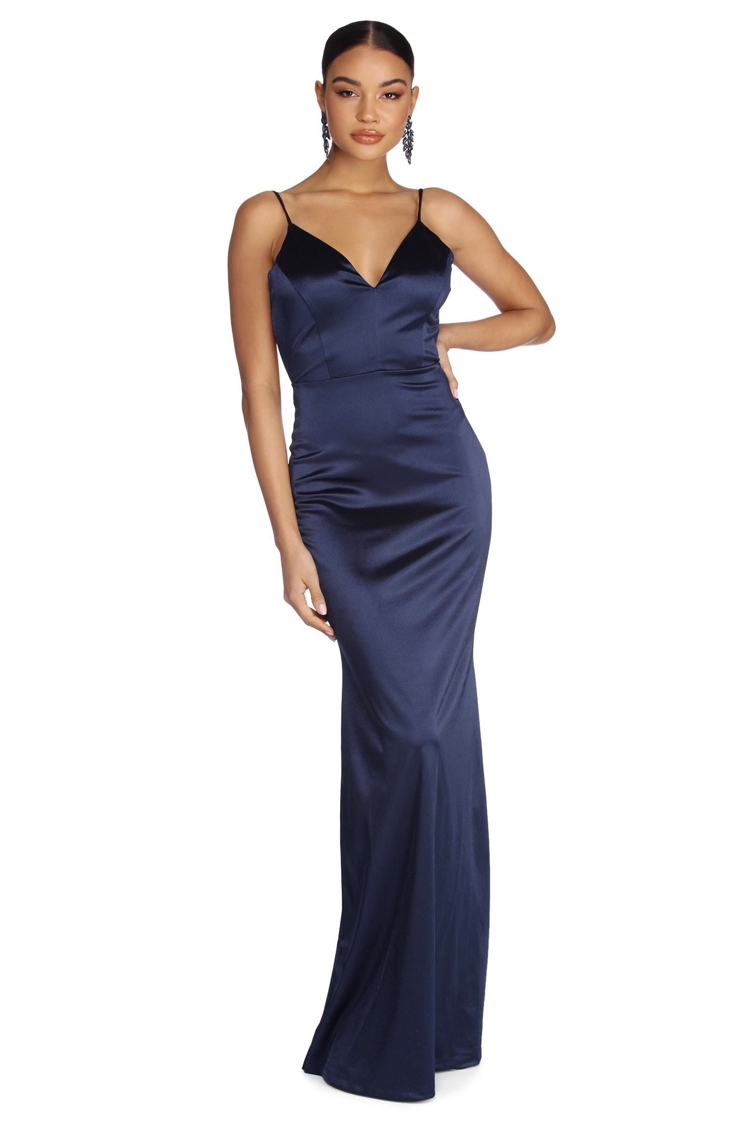 Aria Formal Satin Ruched Dress