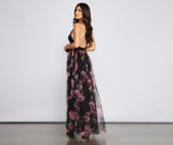 Aubrey Floral Mesh A-Line Dress