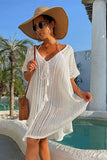 White Chic Hollow Out Knotted Slit Side Strappy Beachwear