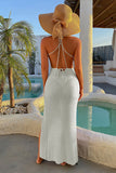 White High Split Elegant Strappy Front Wrap Beachwear