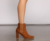 Basic Faux Suede Block Heel Booties