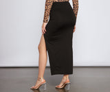 Basic High Slit Midi Skirt