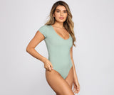 Basic Ribbed Knit Compression Bodysuit