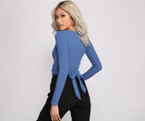 Basic Ribbed Knit Tie Waist Top