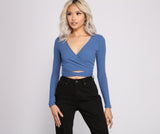 Basic Ribbed Knit Tie Waist Top