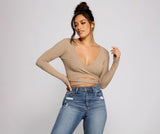 Basic Ribbed Knit Tie Waist Top