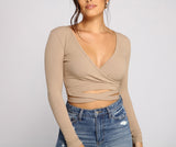 Basic Ribbed Knit Tie Waist Top