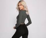 Basic Ribbed Knit Tie Waist Top