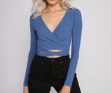 Basic Ribbed Knit Tie Waist Top