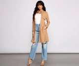 Belted Sophistication Crepe Trench Dress