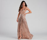 Blair Sequin Wrap Front Formal Dress