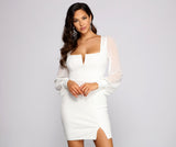 Blake Chiffon Sleeve Crepe Mini Dress