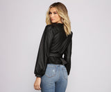 Bold and Belted Faux Leather Top