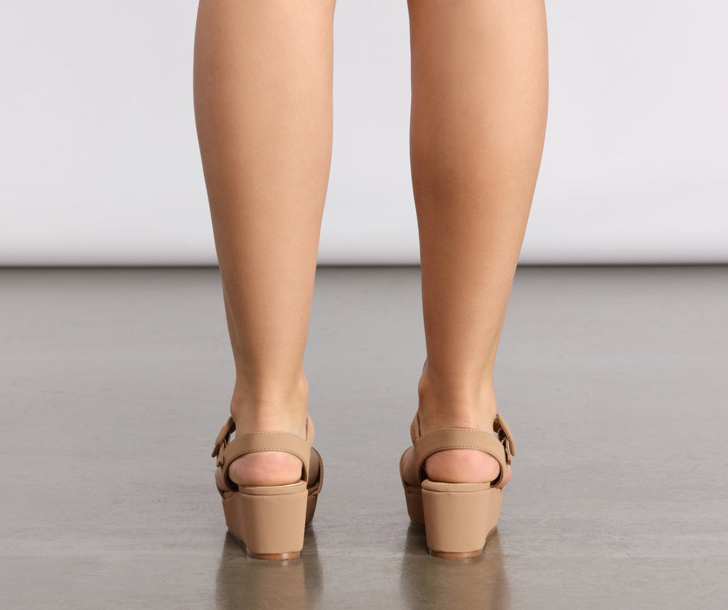 Chester Platform Nubuck Wedge Sandals in Cream