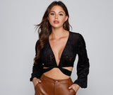 Classic Beauty Tie-Front Burnout Top