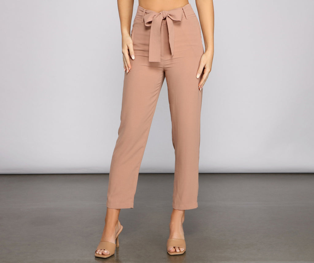 High-Waist Belted Long Pants main image 0