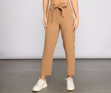 Classic High Waist Belted Tapered Pants