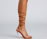 Clear Sign Lace-Up Lucite Heels