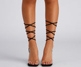 Clear Sign Lace-Up Lucite Heels
