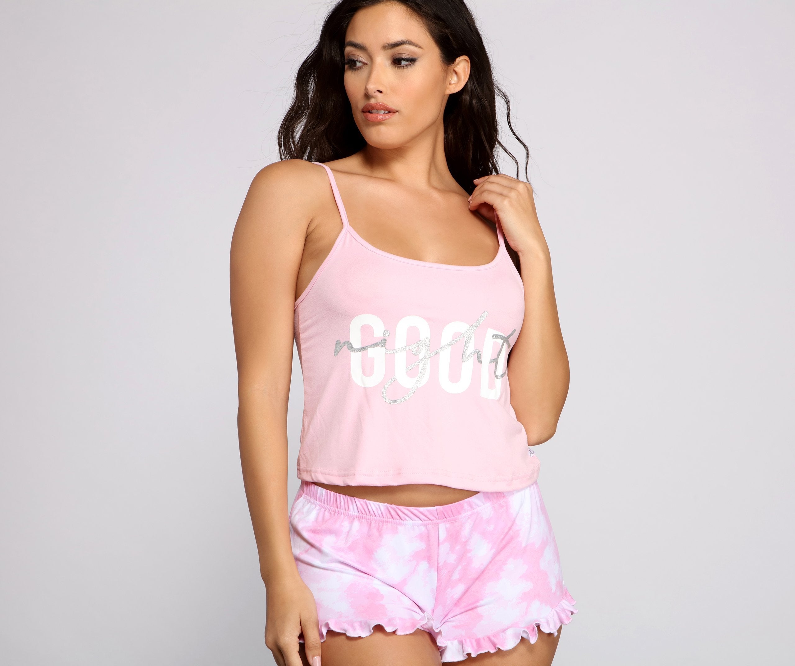 Cloud 9 Tie Dye Robe and Pajama Cami With Shorts Set