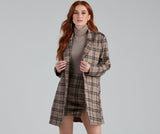 Clueless In Plaid Faux Suede Trench