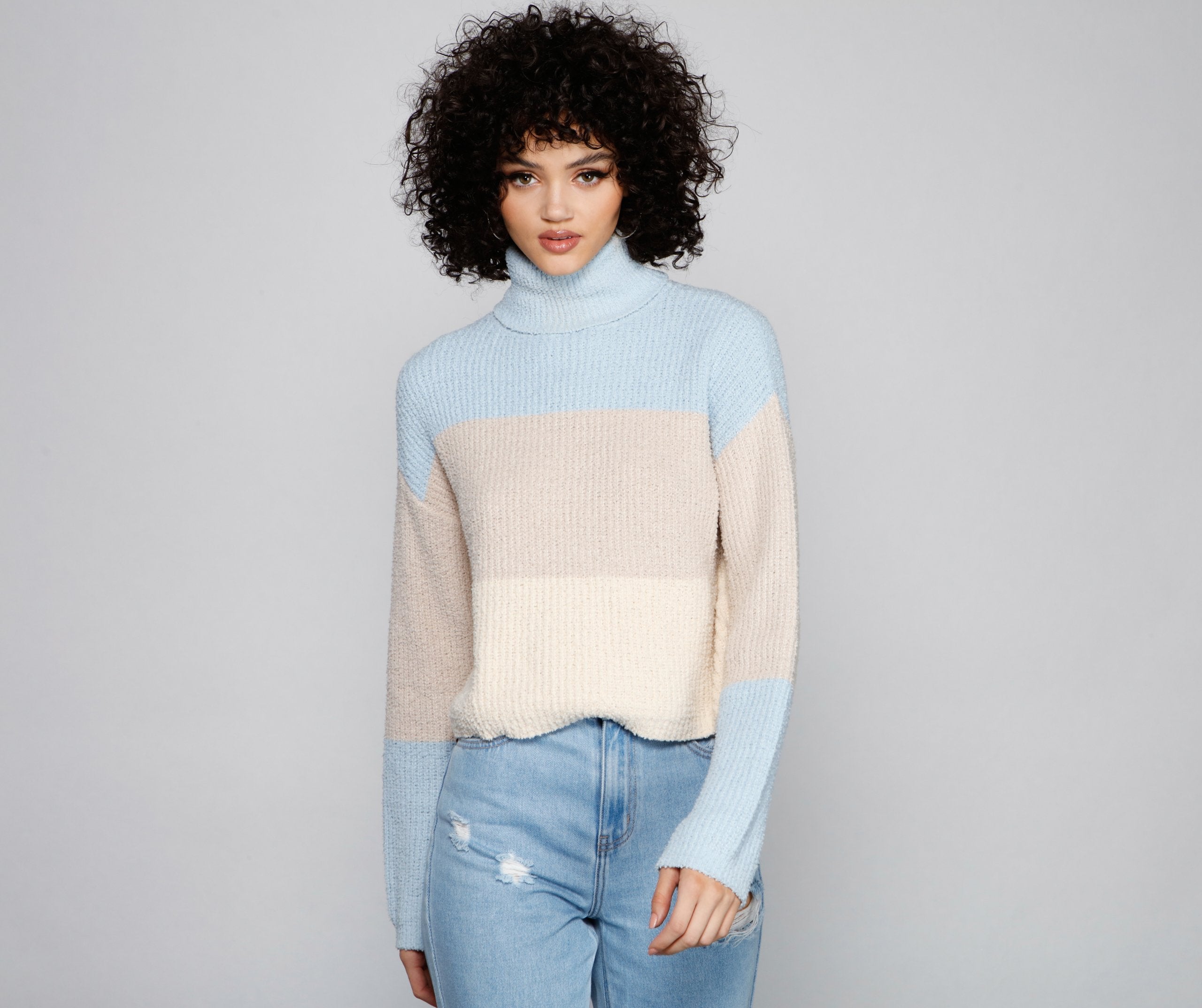 Cozy Color Block Waffle Knit Sweater ACSSN