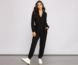 Cozy and Chic Ribbed Surplice Jogger Jumpsuit