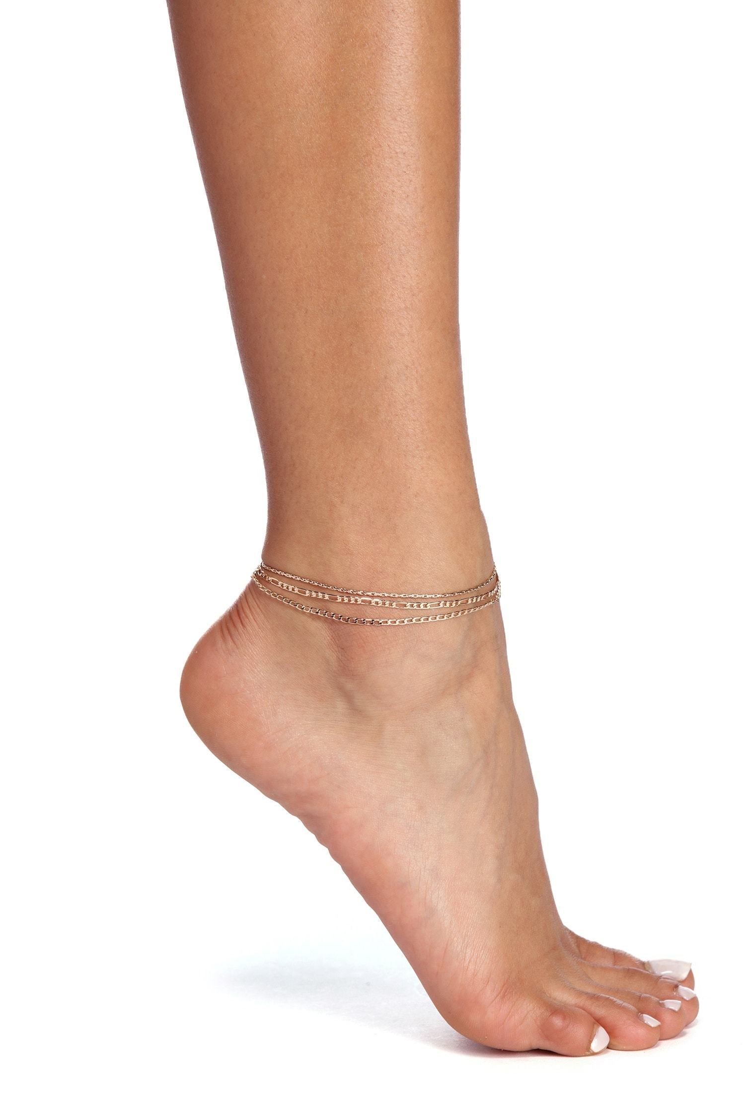 Dainty 3 Row Chain Anklet