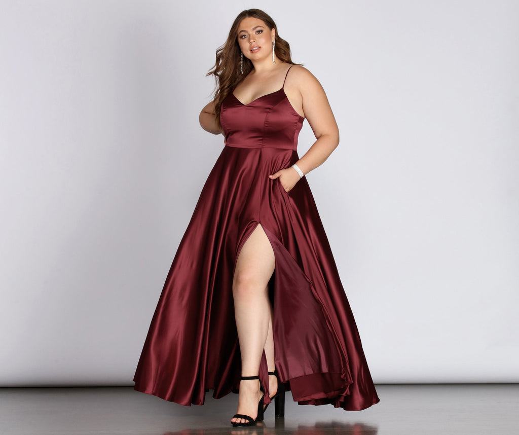 Serena Satin Slit Dress
