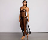 Delicate Mesh Maxi Slip Dress And Panty Set