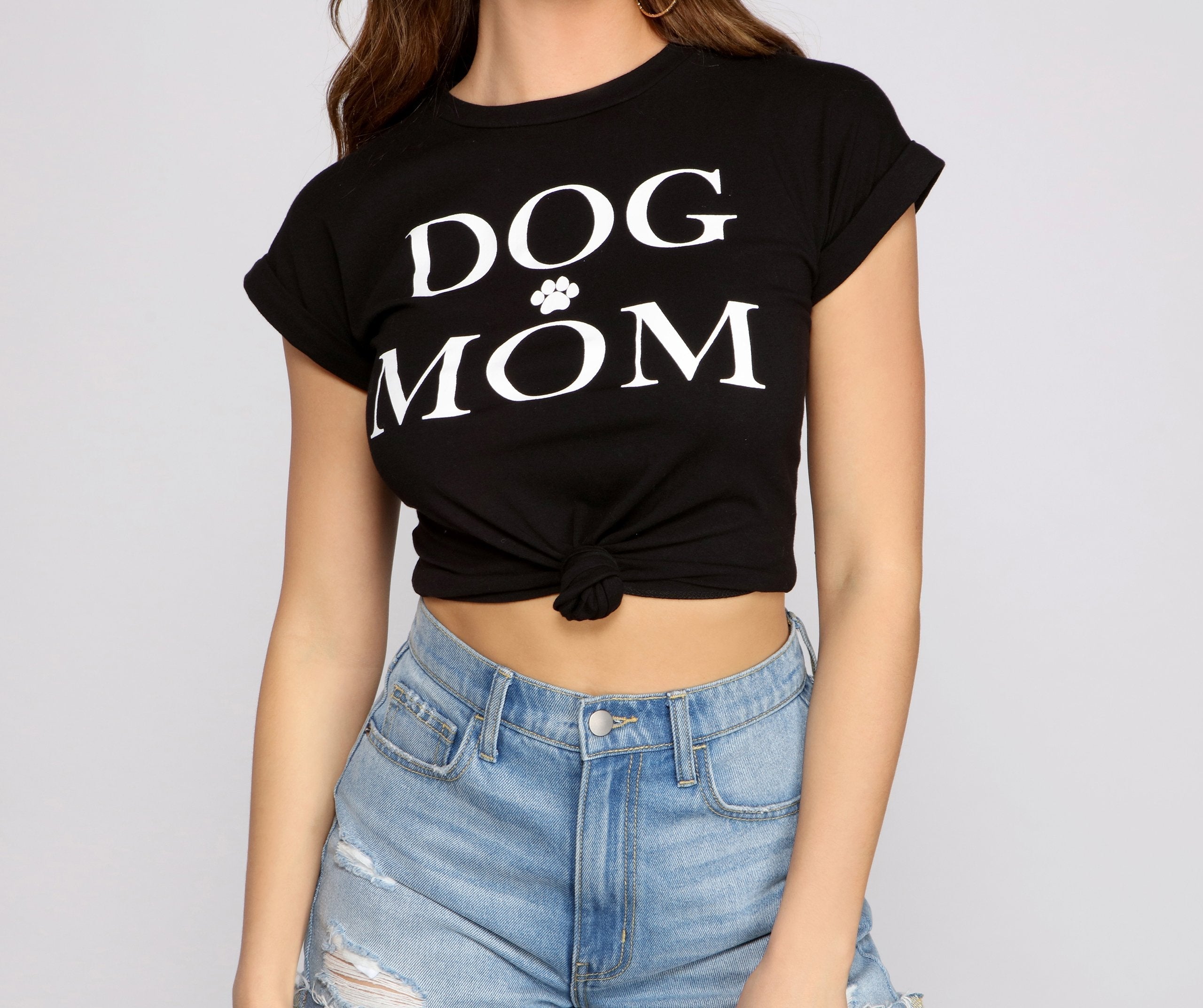 Dog Mom Graphic Crop Tee