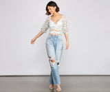 Effortlessly Embroidered Floral Crop Top