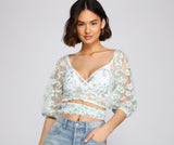 Effortlessly Embroidered Floral Crop Top