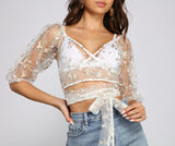 Effortlessly Embroidered Floral Crop Top