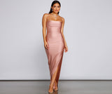 Ella Cowl Neck Satin Dress