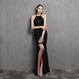 Ella halterneck sequined formal dress