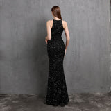 Ella halterneck sequined formal dress