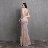 Ella halterneck sequined formal dress