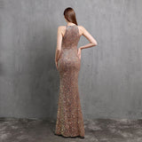 Ella halterneck sequined formal dress