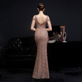 Emery sequined fringed fishtail dress